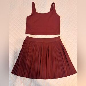 Burgundy Two-Piece Crop Top and Pleated Skirt Set OLD NAVY (M/L)
